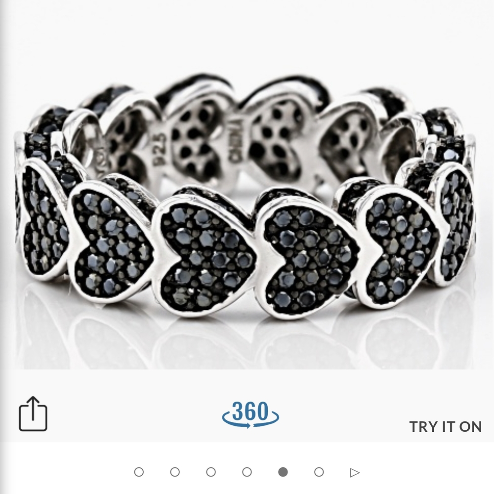 BRAND NEW WO TAGS black spinel rhodium over silver silver band ring